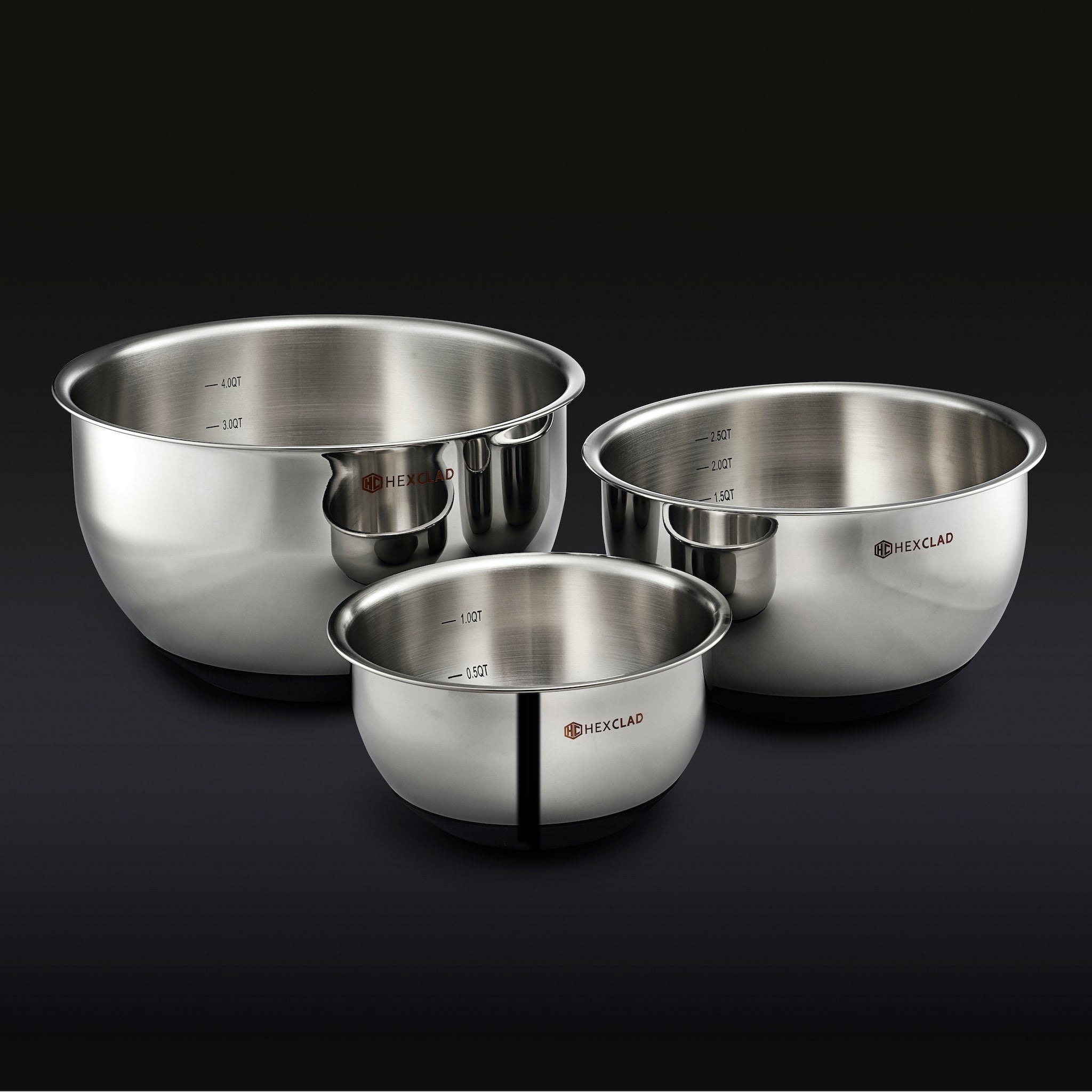 Stainless Mixing Bowl Set with Vacuum Seal Lids, 6-pc